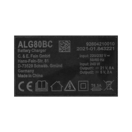 Set de iniciación con batería de alta potencia FEIN 18 V 1 batería de 5,2 Ah + cargador ALG 80 BC