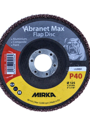 Mirka Abranet Max Flap Disc T29 125 mm 22 mm ALOX 40 ( 10x 8896700140 ) Fächerscheibe für Aluminium, Verbundstoffe, Lack - Toolbrothers