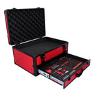 Toolbrothers TX Coffret de transport en aluminium rouge pour visseuse à percussion et Perceuse visseuse à percussion sans fil  + Set de forets, 70 pcs. + Insert cubique en mousse