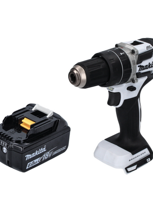 Makita DHP 484 G1 W taladro percutor inalámbrico 18 V 54 Nm sin escobillas blanco + 1x batería 6,0 Ah - sin cargador