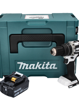 Makita DHP 484 F1J W Taladro percutor inalámbrico 18 V 54 Nm sin escobillas blanco + 1x batería 3,0 Ah + Makpac - sin cargador