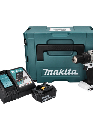 Makita DHP 484 RF1J W Taladro percutor inalámbrico 18 V 54 Nm sin escobillas blanco + 1x batería 3,0 Ah + cargador + Makpac