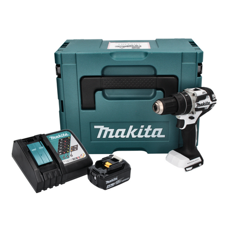 Makita DHP 484 RM1J W perceuse à percussion sans fil 18 V 54 Nm sans balais blanc + 1x batterie 4,0 Ah + chargeur + Makpac