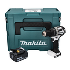 Makita DHP 484 T1J W Taladro percutor inalámbrico 18 V 54 Nm sin escobillas blanco + 1x batería 5,0 Ah + Makpac - sin cargador