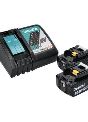 Makita DHP 484 RTJ W Taladro percutor inalámbrico 18 V 54 Nm sin escobillas blanco + 2x baterías 5,0 Ah + cargador + Makpac