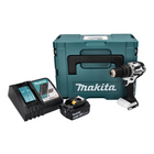 Makita DHP 484 RG1J W Taladro percutor inalámbrico 18 V 54 Nm sin escobillas blanco + 1x batería 6,0 Ah + cargador + Makpac