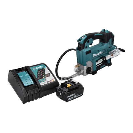 Makita DGP 180 RT1 Pistolet graisseur sans fil 18 V 690 bar + 1x Batterie 5,0 Ah + Chargeur