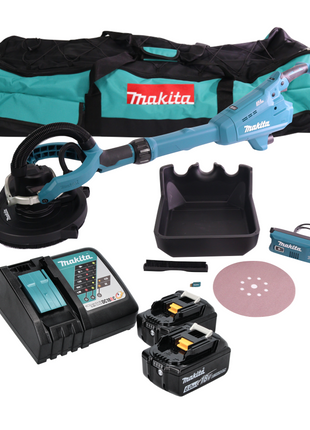 Makita DSL 800 RGX Akku Langhalsschleifer 18 V 225 mm Brushless + 2x Akku 6,0 Ah + Ladegerät + Zubehör + Tasche