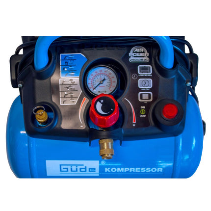 Güde 190/08/6 Compressore Airpower 1100 W 8 bar ( 50089 ) + Tubo a spirale + Pistola di soffiaggio + Gonfiatore