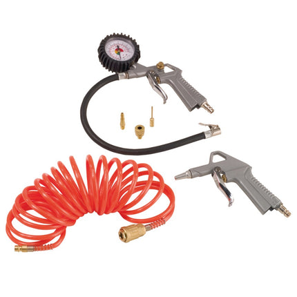 Güde 190/08/6 Compressore Airpower 1100 W 8 bar ( 50089 ) + Tubo a spirale + Pistola di soffiaggio + Gonfiatore