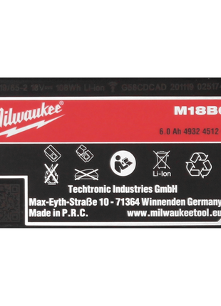 Batería Milwaukee M18 B6 18 V 6,0 Ah / 6000 mAh (4932451244)