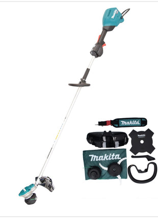 Desbrozadora de batería Makita UR 003 GZ01 40 V Brushless IPX4 + correa para el hombro + cabezal de cuchillo + cabezal de hilo + cuchillo mosca + bolsa - sin batería, sin cargador