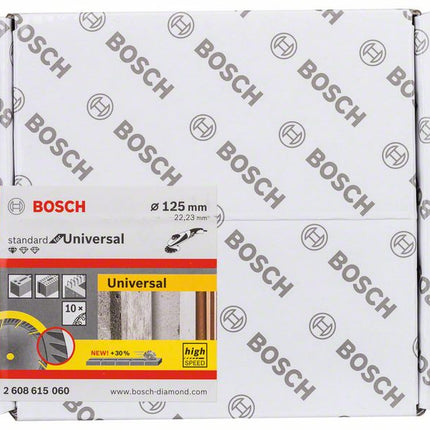 Bosch Estándar para disco de corte diamantado universal 125 x 22,23 mm 10 pzs. ( 2608615060 ) para hormigón, acero-hormigón, ladrillo, cal y arenisca