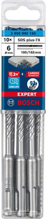 Bosch Expert SDS plus 7X taladro percutor 6,0 x 165 mm 10 piezas (2608900160) 4 filos Tecnología de carburo