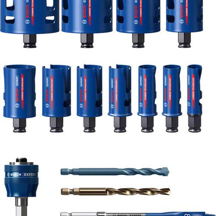 Bosch EXPERT Set Seghe a tazza Construction Material 20 - 76 mm ( 2608900489 ) 15 pz., Carburo - Successore del 2608580870