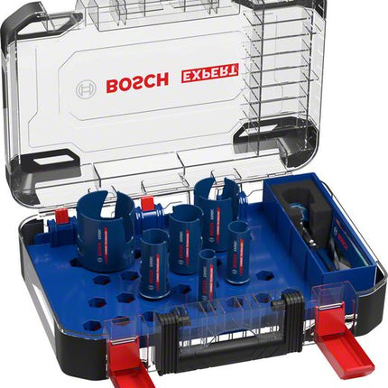 Bosch Expert Construction Material Juego de sierras perforadoras 10 piezas 20 / 25 / 32 / 38 / 51 / 64 x 60 mm (2608900490) Tecnología de carburo para taladros rotativos y de percusión