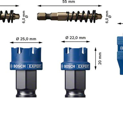 Bosch Expert Juego de sierras perforadoras para chapa, 6 piezas, 22/25/32 x 40 mm (2608900502), tecnología de carburo para taladros rotativos y de percusión