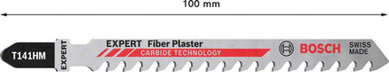 Bosch EXPERT Fiber Plaster T 141 HM hoja de sierra de calar 100 mm 3 piezas (2608900563) Tecnología de carburo