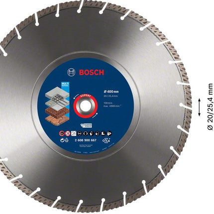 Bosch Expert MultiMaterial Disque à tronçonner diamanté, 400 x 3,3 x 25,40 mm, Diamond Technology pour scies sur table / scies à essence (2608900667)