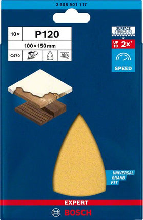 Bosch EXPERT C470 Sandpaper , 100x150mm, 7 holes, G120, for Multi sanders, 10 pcs. (2608901117)