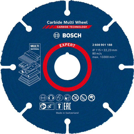 Bosch EXPERT Carbide Multi Wheel Disque à tronçonner 115 x 22,23 mm - 1 pièce ( 2608901188 )