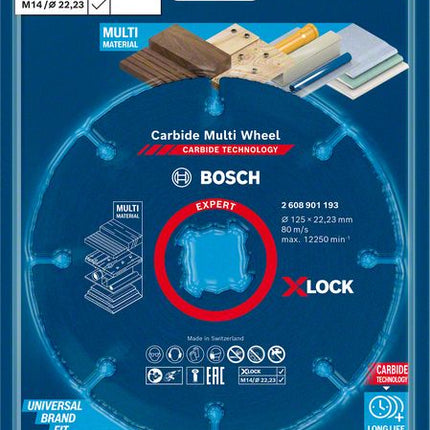 Bosch Expert Carbide Multi Wheel X-LOCK Disque à tronçonner, 125 mm x 22,23 mm (2608901193)