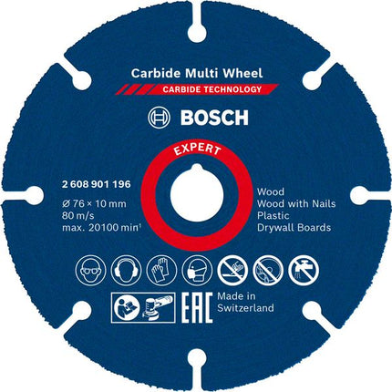 Bosch EXPERT Carbide Multi Wheel Disque à tronçonner 76 x 10 mm - 1 pièce ( 2608901196 ) Technologie carbure