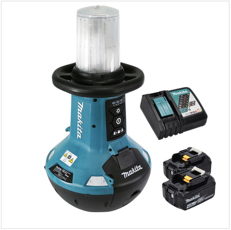 Makita DML 810 RM Lampe de poche LED sans fil 18 / 36 V ( 2 x 18 V ) 5500 lm IP54 + 2x batterie 4,0 Ah + chargeur