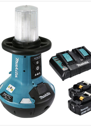 Makita DML 810 PM Akku LED Flächenlicht 18 / 36 V ( 2 x 18 V ) 5500 lm IP54 + 2x Akku 4,0 Ah + Doppelladegerät