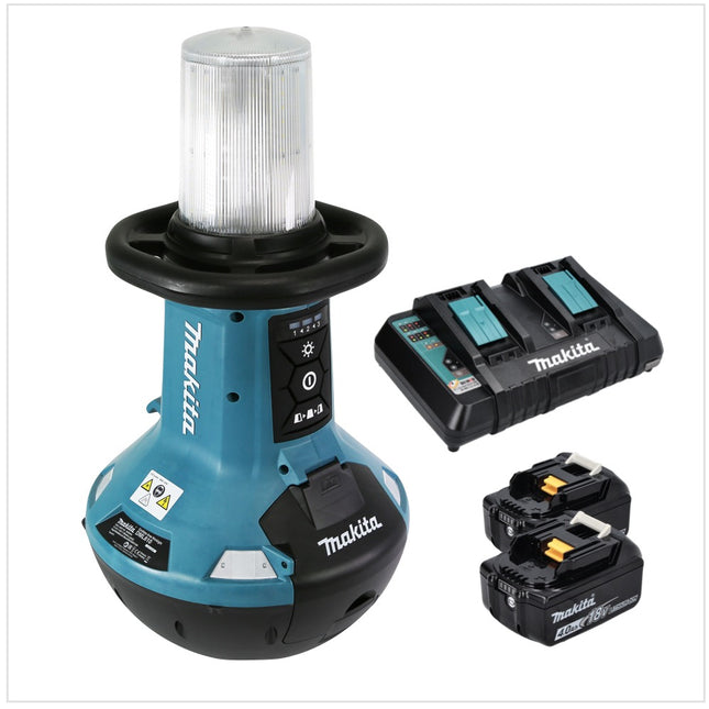 Lampe LED sans fil Makita DML 810 PM 18 / 36 V ( 2 x 18 V ) 5500 lm IP54 + 2 batteries 4,0 Ah + double chargeur