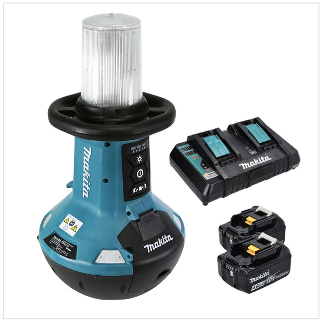 Makita DML 810 PM Akumulatorowy naświetlacz LED 18 / 36 V ( 2 x 18 V ) 5500 lm IP54 + 2x akumulator 4,0 Ah + podwójna ładowarka