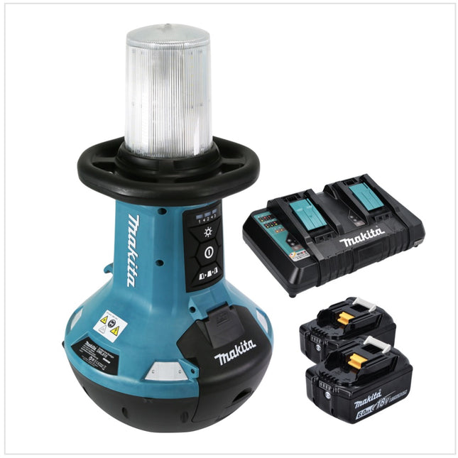 Akumulatorowy naświetlacz LED Makita DML 810 PG 18 / 36 V ( 2 x 18 V ) 5500 lm IP54 + 2x akumulator 6,0 Ah + podwójna ładowarka