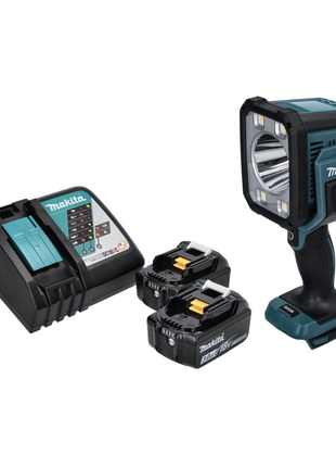 Makita DML 812 RF Foco manual LED con batería Lámpara de bolsillo 18 V 1250 lm + 2 pilas 3,0 Ah + cargador