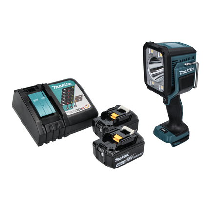 Makita DML 812 RM Linterna LED inalámbrica de mano 18 V 1250 lm + 2x batería recargable 4,0 Ah + cargador