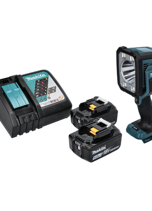 Makita DML 812 RT Foco LED de mano con batería, lámpara de bolsillo 18 V 1250 lm + 2 pilas 5,0 Ah + cargador