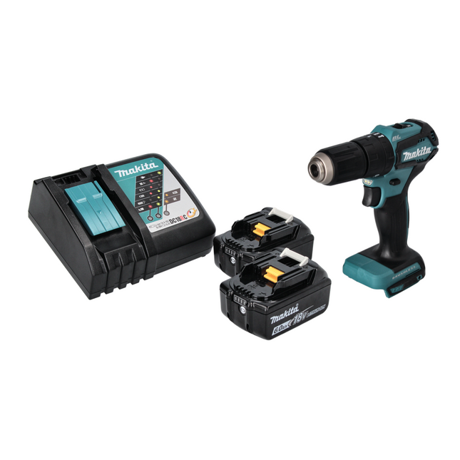 Makita DHP 483 RG 18 V 40 Nm Brushless Cordless Drill + 2x 6.0 Ah Batterie + Caricabatterie