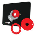 KREG PRS4034 Frästisch Einlegeplatte vorgebohrt 298 x 235 x 9 mm + 3x Reduzierring 25 mm / 30 mm / 67 mm - Toolbrothers