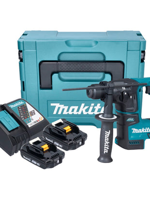 Taladro percutor a batería Makita DHR 171 RAJ 18 V 1,2 J SDS plus sin escobillas + 2x batería 2,0 Ah + cargador + Makpac