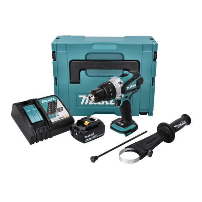 Taladro percutor inalámbrico Makita DHP 458 RG1J 18 V 91 Nm + 1x Batería 6.0 Ah + Cargador + Makpac