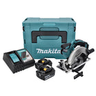 Sierra circular sin cable Makita DSS 611 RGJ 18 V 165 mm + 2x baterías 6,0 Ah + cargador + maletín Makpac