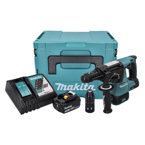 Taladro percutor a batería Makita DHR 243 RF1J 18 V 2,0 J SDS plus sin escobillas + 1x batería 3,0 Ah + cargador + Makpac