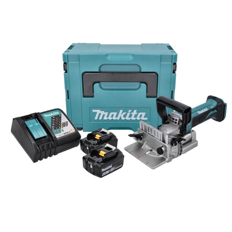 Makita DPJ 180 RGJ Akku Nutfräse 18 V 100 mm + 2x Akku 6,0 Ah + Ladegerät + Makpac - Toolbrothers