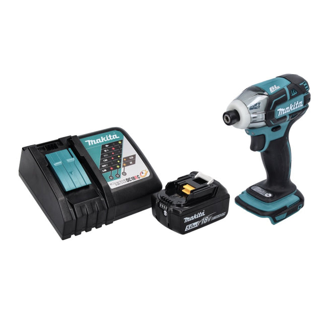 Makita DTS 141 RT1 atornillador de impulsos sin cable 18 V 40 Nm 1/4" sin escobillas + 1x batería recargable 5,0 Ah + cargador
