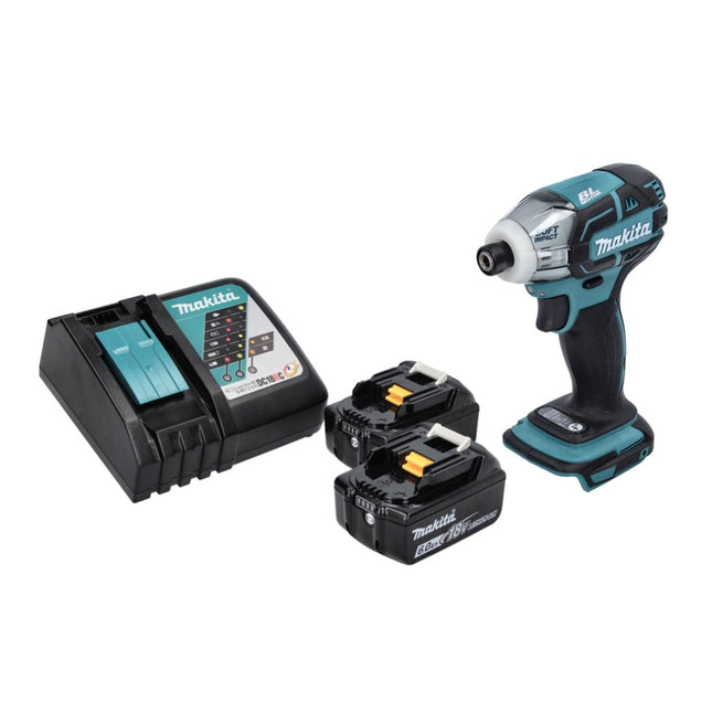 Atornillador de impulsos sin cable Makita DTS 141 RG 18 V 40 Nm 1/4" sin escobillas + 2x batería recargable 6,0 Ah + cargador