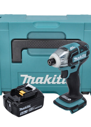 Makita DTS 141 T1J destornillador de impulso inalámbrico 18 V 40 Nm 1/4" sin escobillas + 1x batería 5,0 Ah + Makpac - sin cargador