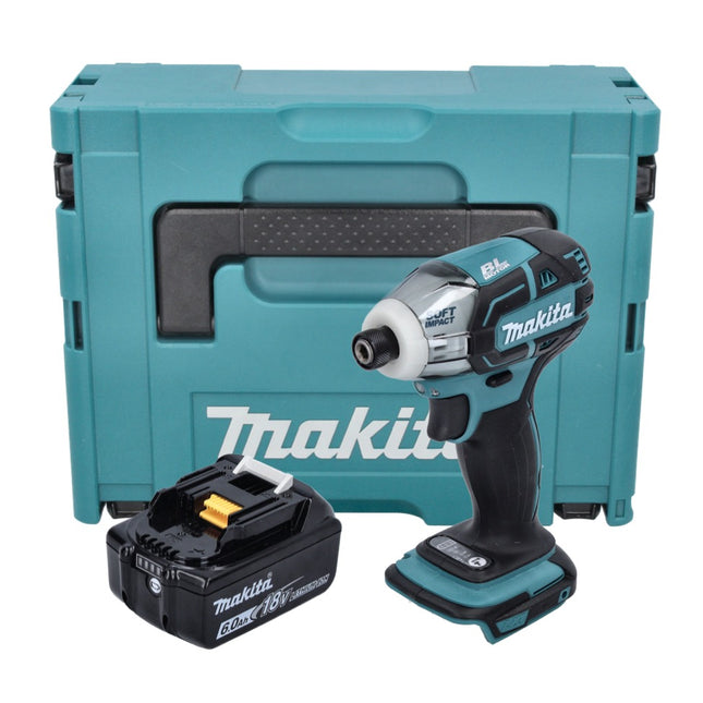 Makita DTS 141 G1J cordless impulse screwdriver 18 V 40 Nm 1/4" brushless + 1x rechargeable battery 6.0 Ah + Makpac - without charger