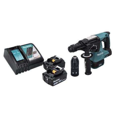 Taladro percutor inalámbrico Makita DHR 243 RT 18 V SDS plus sin escobillas + 2x baterías 5,0 Ah + cargador