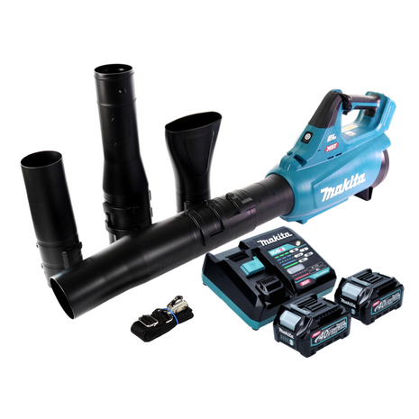 Makita UB 001 GD201 Souffleur de feuilles sans fil 40 V max. Brushless + 2x Batteries 2,5 Ah + Chargeur