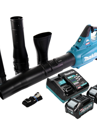 Soplador de hojas a batería Makita UB 001 GM201 40 V máx. Sin escobillas + 2 baterías 4,0 Ah + cargador