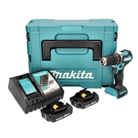 Makita DHP 487 RAJ Perceuse-visseuse à percussion sans fil 18 V 40 Nm Brushless + 2x Batteries 2,0 Ah + Chargeur + Makpac